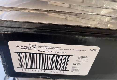 Lot Of 12 Pack HEXAGON Jeffrey Court Cravat Marble Mosaic Tile 0.518 Sq. ft. Per - Picture 3 of 3