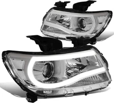 FOR 15-20 CHEVY COLORADO LED DRL U-Strip CHROME HOUSING  HEADLIGHTS LAMPS SET