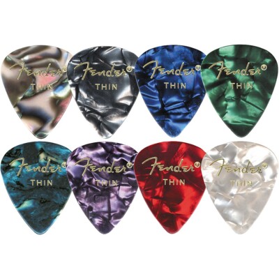 Fender 351 Premium Celluloid Guitar Picks  (12-Pack) Medium Red Moto Thin