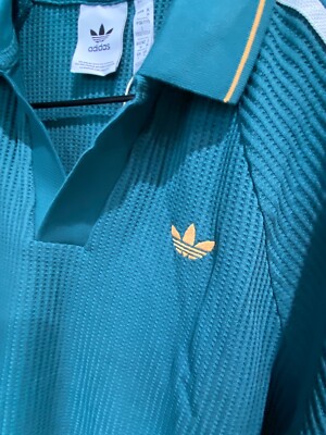 adidas Originals Waffle Knit Polo Shirt Men's Casual T
