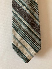 Wemlon by Wembley Men's Necktie Tie Polyester Blue Gray White Stripe