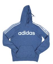 Adidas Heather Blue 3 Stripe Pullover Soft Fleece Hoodie Sweatshirt Mens M
