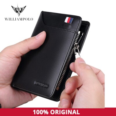 WilliamPolo Wallet for men with distinctive shape, genuine leather 