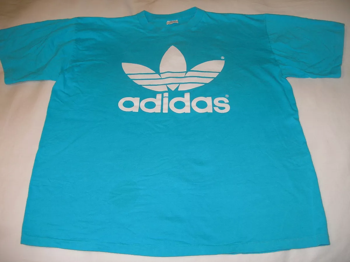 Vintage 80s Adidas T Shirt Trefoil Double Sided Made In USA Mens XL