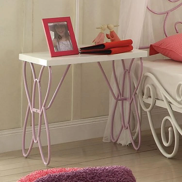 PRIYA II NIGHTSTAND WITH METAL TUBE IN WHITE AND LIGHT PURPLE - Image 3 of 4