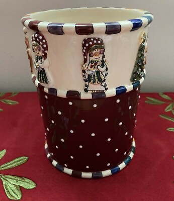 Blue Sky 2003 Heather Goldminc Christmas Utensil Holder W/Christmas Designs