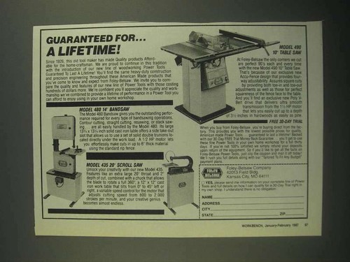 1987 Foley-Belsaw Ad - 480 Bandsaw, 435 