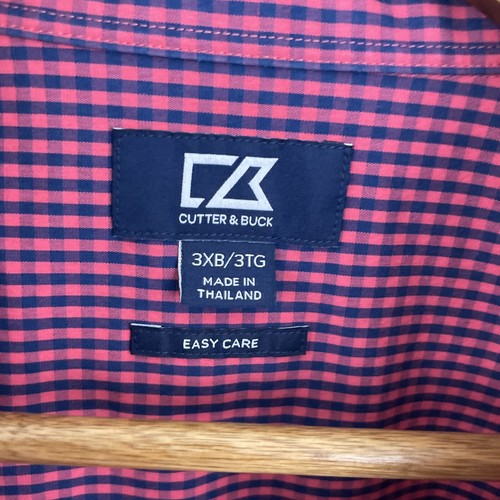 Cutter & Buck Easy Care Shirt Mens 3XB Big 3X Pink Check Long SLV Button Down - Picture 2 of 14