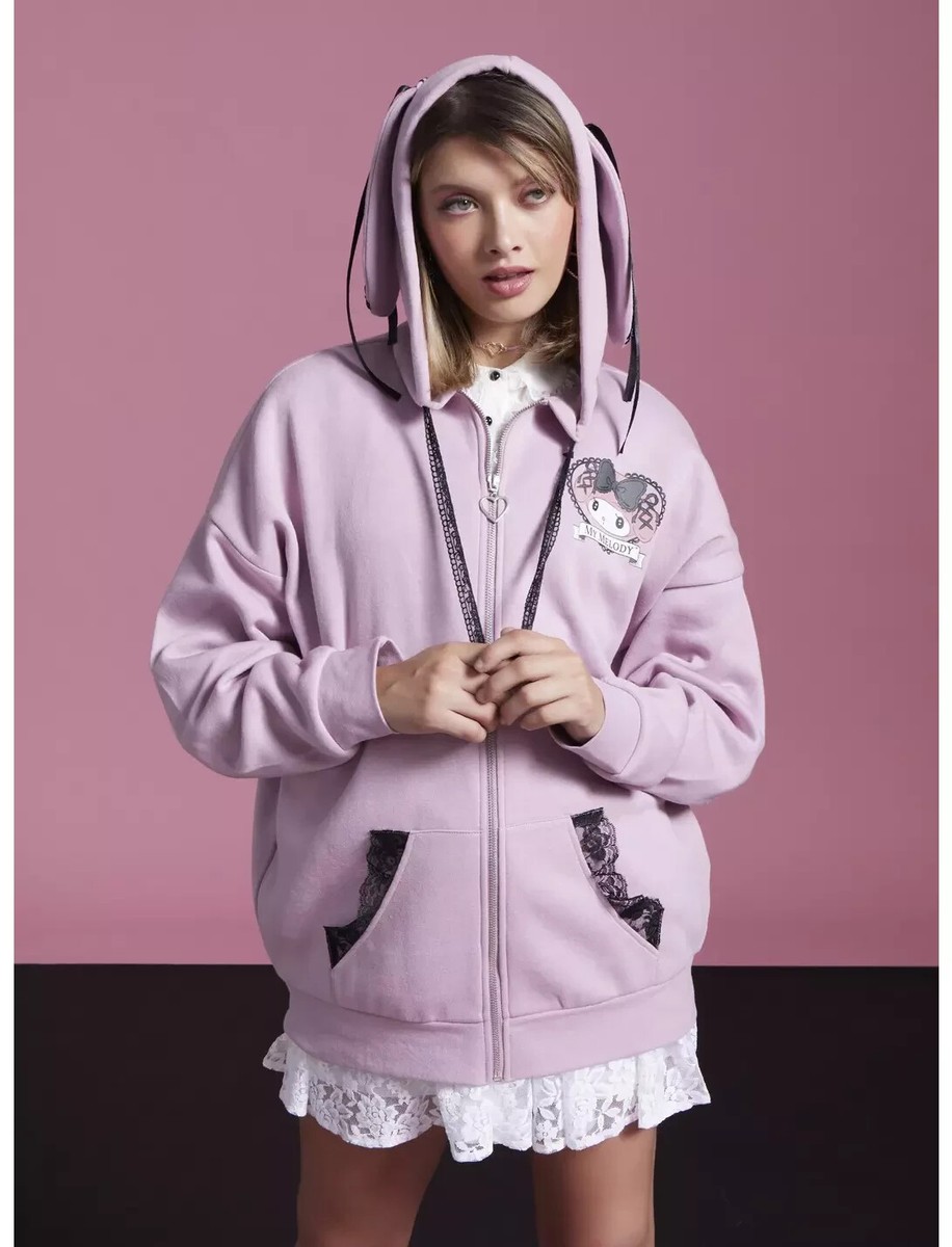 My Melody Lolita Lace 3D Ear Oversized Hoodie Womens M Hot Topic x
