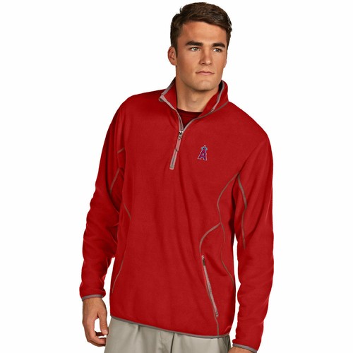 Antigua M dark red gray Los Angeles Angels 1/4 zip micro fleece pullover (K69) - 第 1/4 張圖片