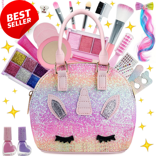 Kids Real Makeup Kit with Unicorn Purse, Non-Toxic Washable Toy,Pretend Play Set - Picture 10 of 12