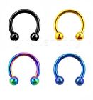 Horseshoe Circular Barbell Ear Tragus Piercing 1pc. 16G 1/4" Anodized Steel Ball