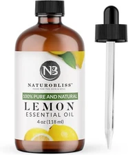 NaturoBliss Pure Lemon Essential Oil 4oz, Therapeutic Grade w/ Dropper