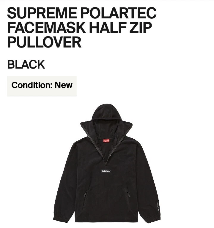 Pull demi zippé taille L   Supreme/Polartec Facemask (noir) (FW22)