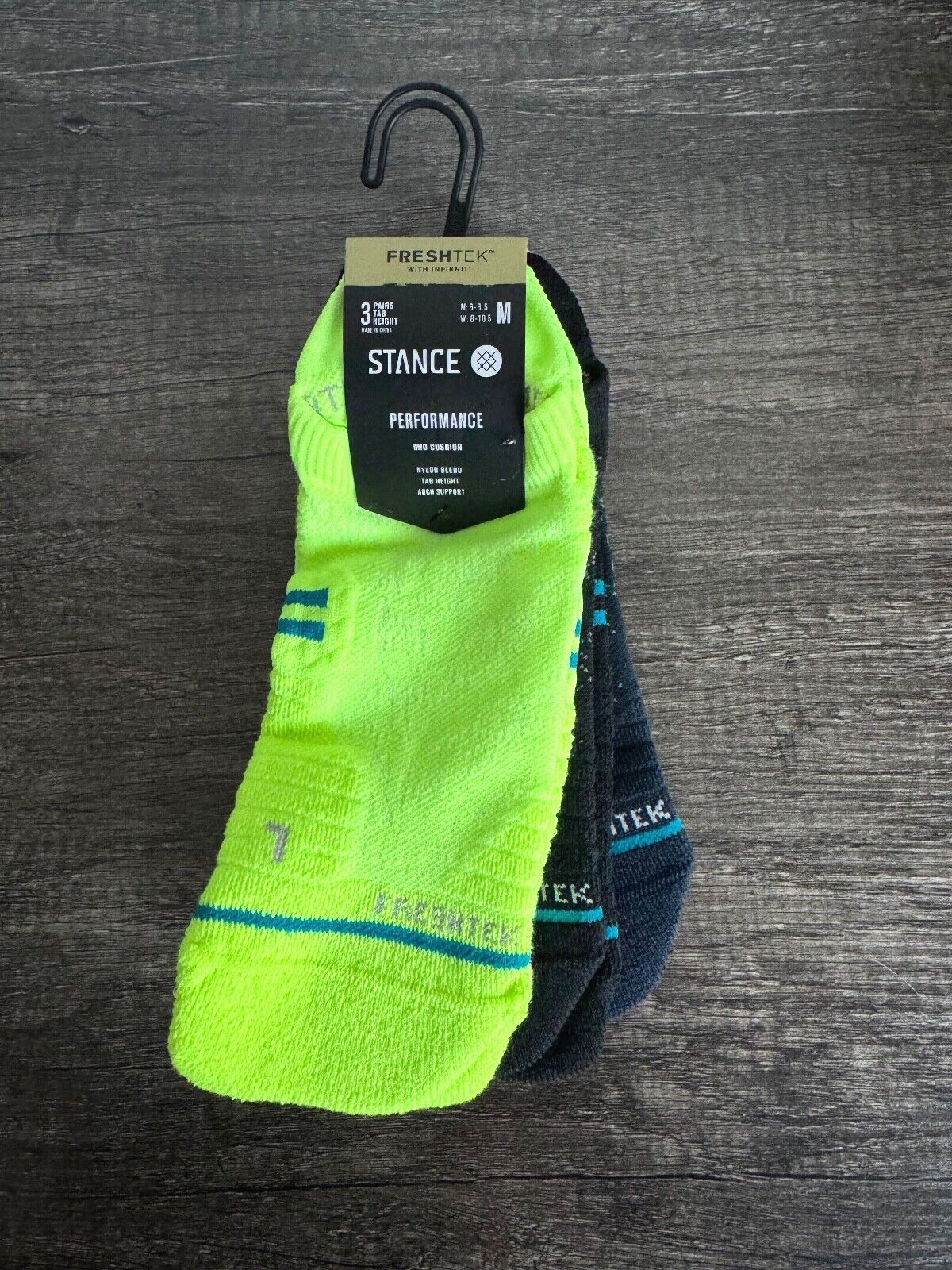 Stance Performance Freshtek Tab Height Socks Unisex 3-Pack Size MEDIUM (NWT)
