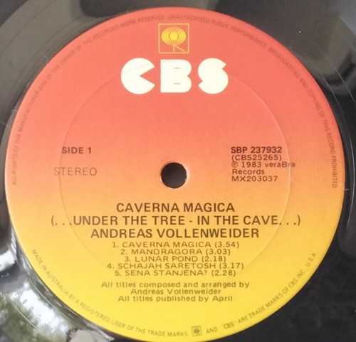 ANDREAS VOLLENWEIDER CAVERNA MAGICA (...UNDER THE TREE) 1983 CBS 237932 AUS LP - Picture 3 of 3