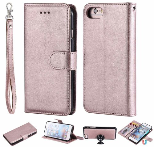 For iPhone SE 2020 XR 8 7 6s 11 Pro Removable Magnetic Leather Wallet Case Cover - Picture 7 of 49