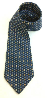 Used Courreges Paris Blue Geometric Decorative Mens Necktie Tie 