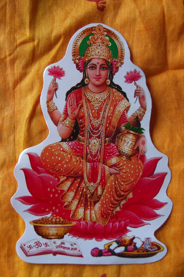 MARKENLOS Aufkleber goa psy hippie sticker indien inde Lakshmi hindu gott om orient ethno