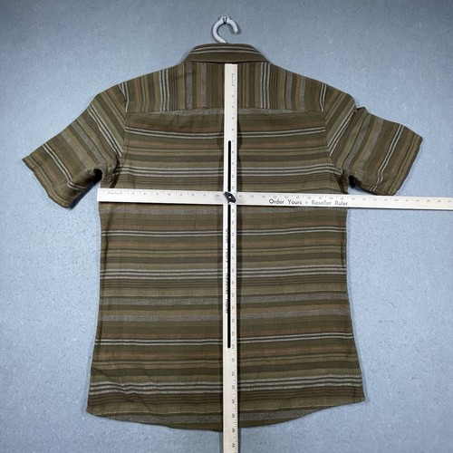 Pendleton Shirt Mens Medium Brown Rust Striped Fitted Pocket Short Sleeve Button - Picture 7 of 8