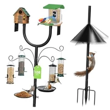 108 Inch Bird Feeder Pole with Squirrel Baffle,Bird House Pole for Outdoors 