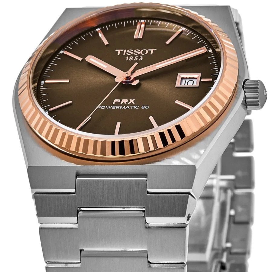 New Tissot PRX Powermatic 80 Brown Dial 18K Men's Watch T931