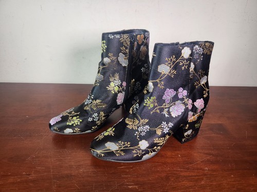 Carlos Santana Gatlin Damen-Stiefeletten Blumenstickerei schwarz Satin 8,5 M - Bild 2 von 17