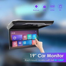 19" Android Touch Screen Flip down Car Roof Monitor Ceiling Overhead HD TFT HDMI