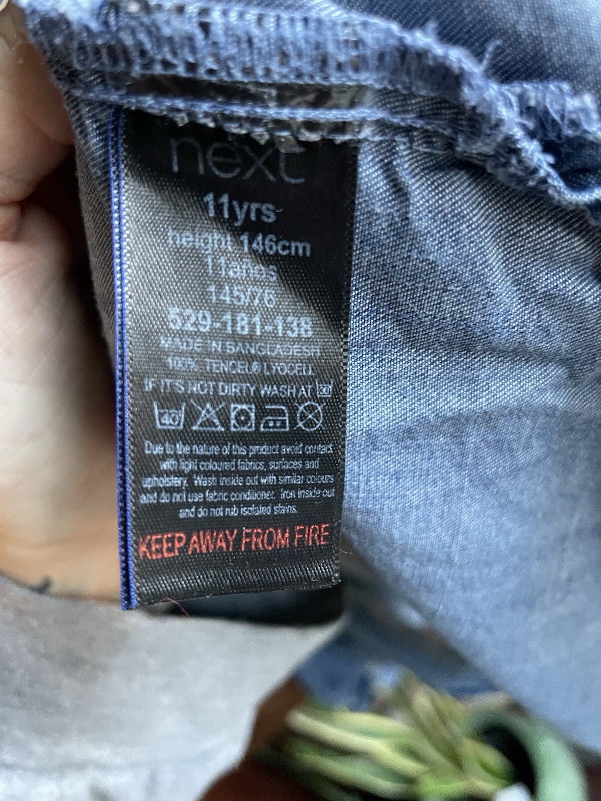 Next Blue Tencel Denim Shirt UK 11 Years 146cm Lightweight Chambray Button Up image 5