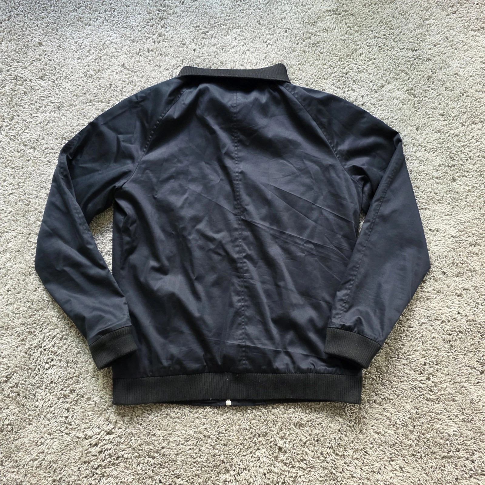 State & Liberty Full Zip Bomber Jacket Harrington SMALL S Navy Blue NYLON Cotton - product detail image 6