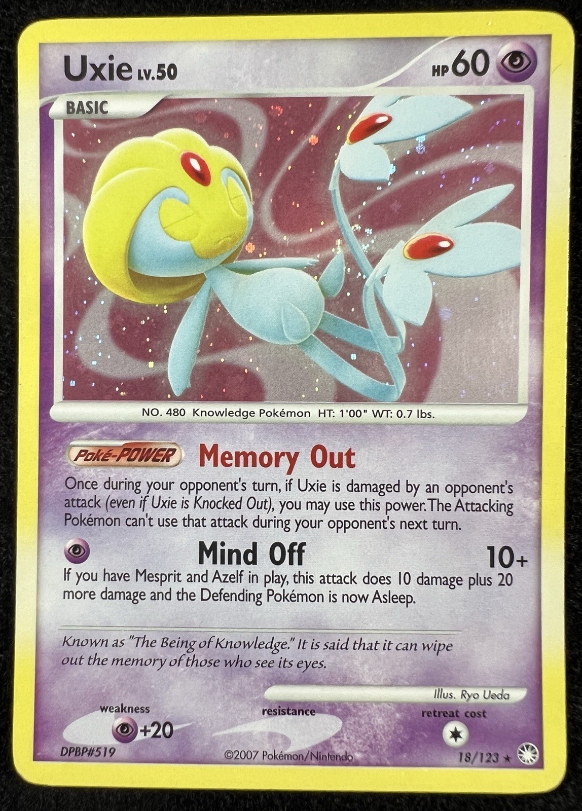Uxie LV.50 18/123 Pokemon Mysterious Treasures  Holo w/ 💫 Swirl - LP