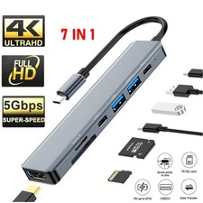 7 in 1 Multiport USB-C Hub Type C To USB 3.0 4K HDMI PD Adapter For iPad MacBook