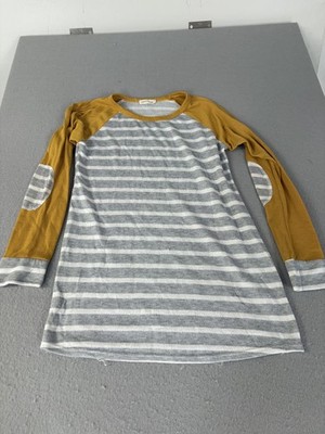Twenty Second Shirt Womens Small Gray White Raglan Long Sleeve Made in USA Crew