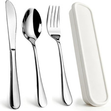 4PCS Quality Travel Utensils with Case, Portable Silverware Cutlery Set