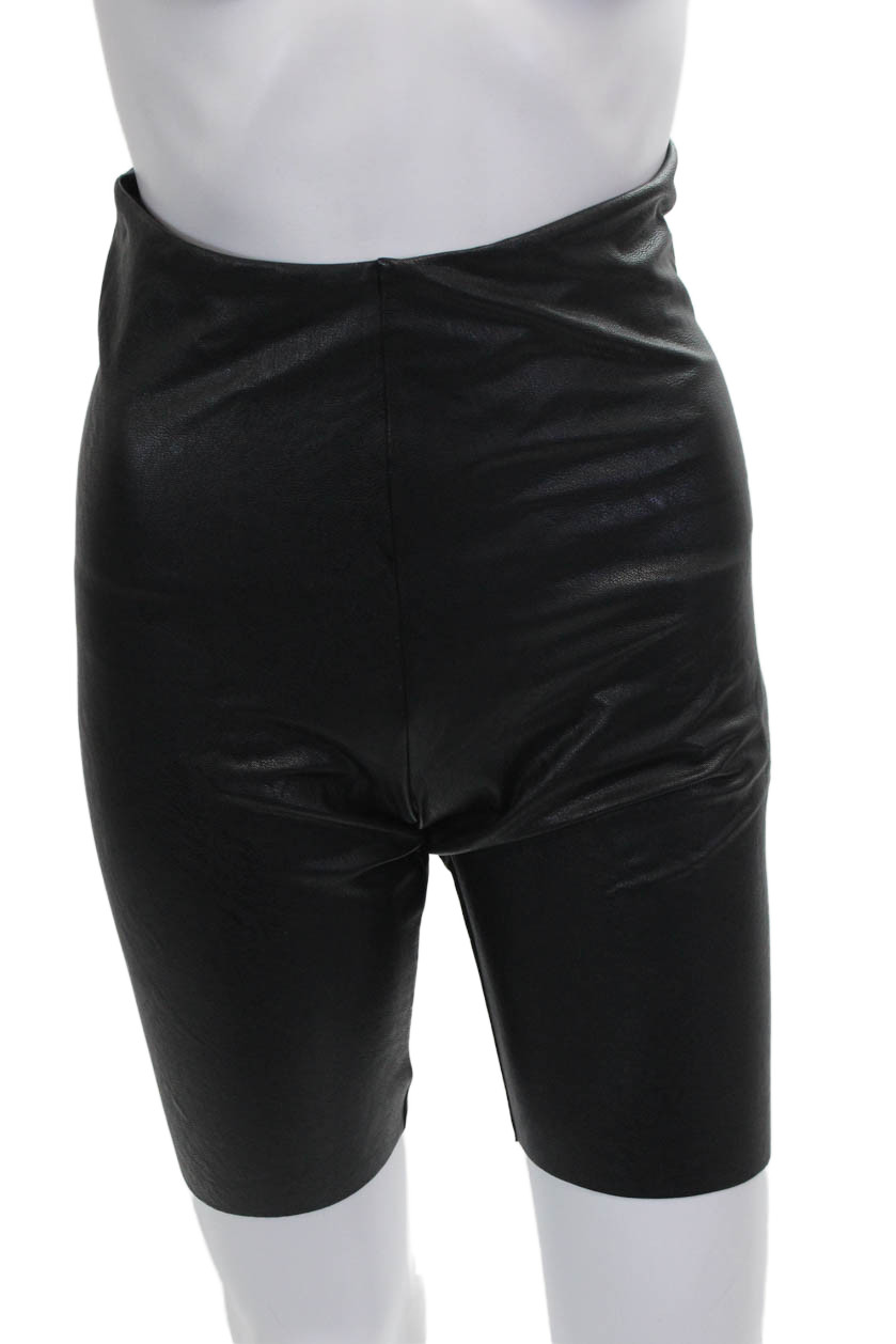 Commando Womens Biker Shorts Black Polyurethane Pull On Size LFree Shipping in US $100+ Orders | $6.95 Orders Below