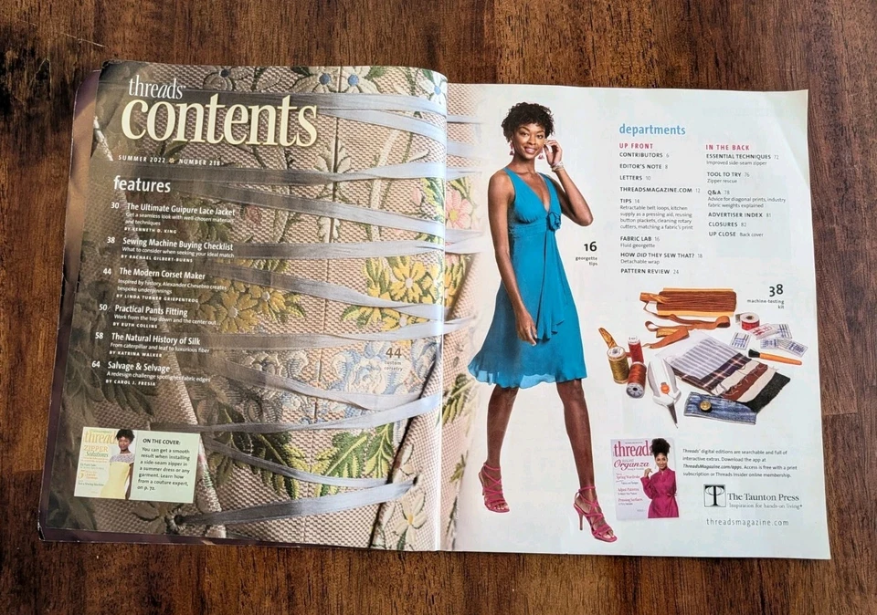 THREADS Magazine Summer 2022 Number 218 Sewing Solutions Tips Upcycled Ideas  - Image 3 of 4