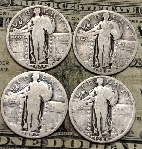 1925 1926 1927 1928 Standing Liberty Quarters ~ $1 Face Value Old 90% Silver