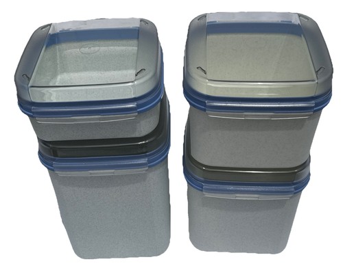 Tupperware Modular Mates Canisters Blue Square Hinge Lid 1619-1622, Set 1-4 NEW! - 第 15/16 張圖片