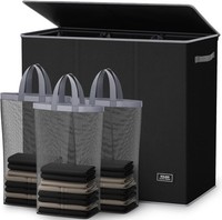 Soledi 180L WäSchekorb 3 FäCher Mit Deckel Xxxl WäSchesammler 3X60L FüR Zuhause
