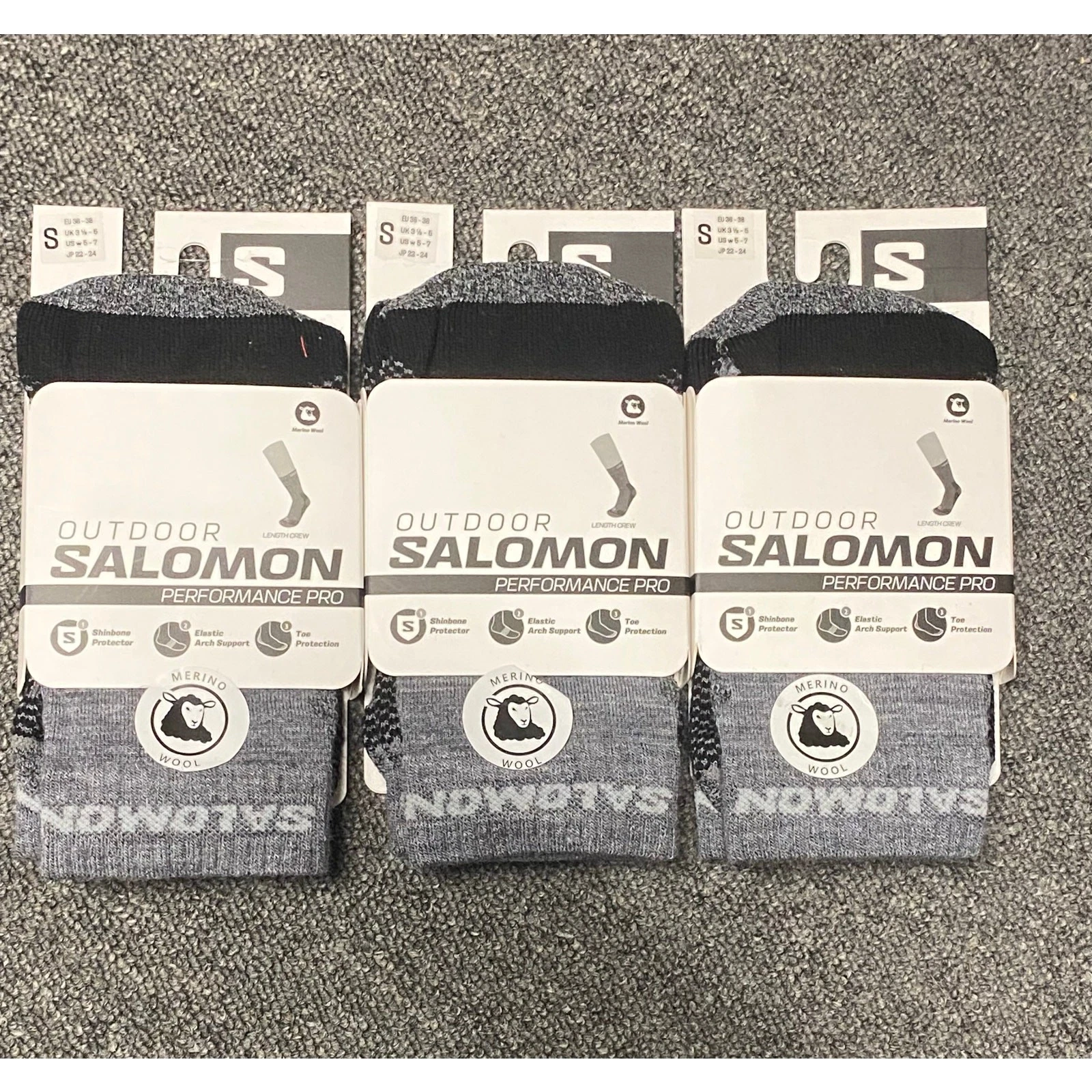 Salomon Outdoor Performance Pro Socks Grey/Black S Size 3.5-5 RRP £13