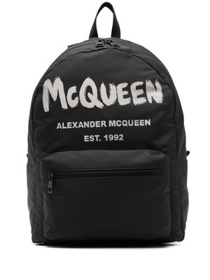 NWT Alexander McQueen Graffiti Logo Backpack Black Italy Authentic