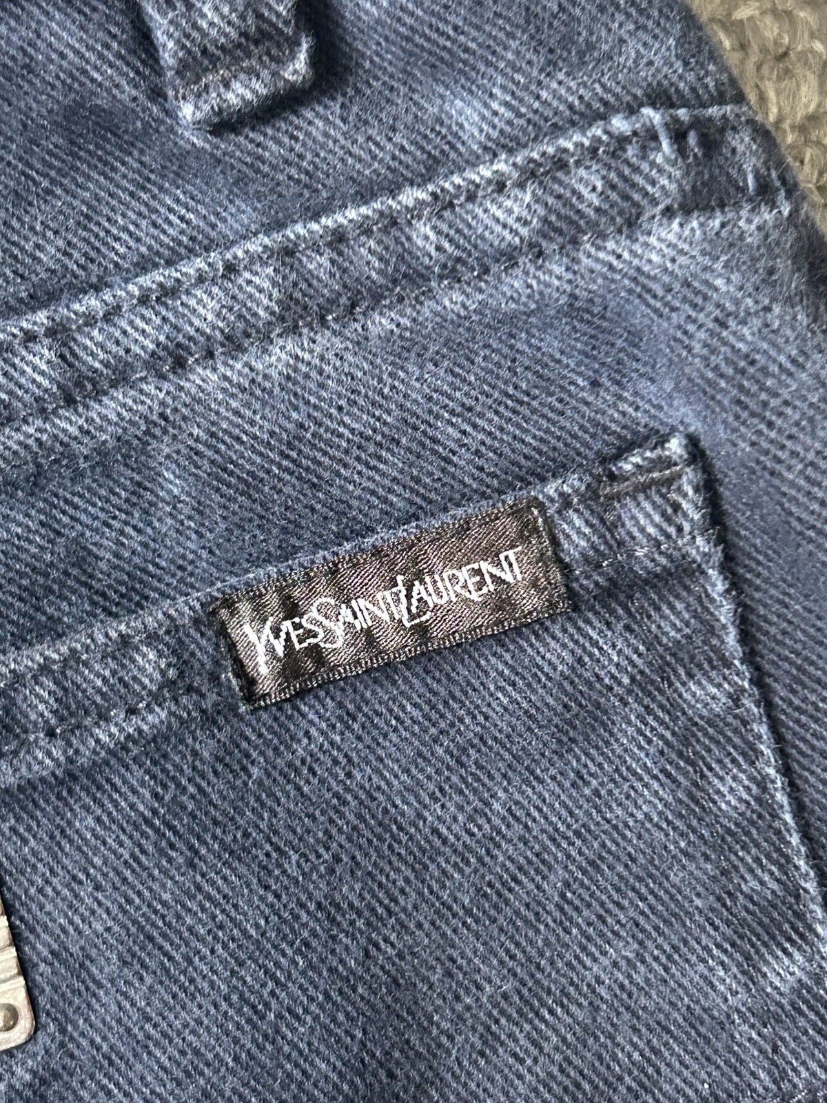Yves Saint Laurent YSL Vintage 80s Hong Kong Made Men’s Navy Denim Jeans W38 L32 thumbnail 9