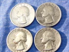 Lot of 4 - Washington 90% Silver Quarters Circulated - 1935+35S, 42, 44  AS58