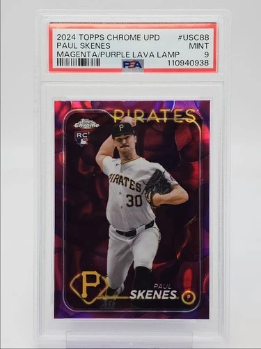 PAUL SKENES 2024 TOPPS CHROME ROOKIE MAGENTA PURPLE LAVA RC /299 PSA 9 Q4059