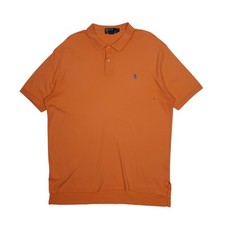 POLO RALPH LAUREN Orange Polo Shirt Short Sleeve Cotton Mens L