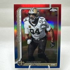 2025 Topps Chrome NFL Cameron Jordan Red White Blue Refractor #221 Saints