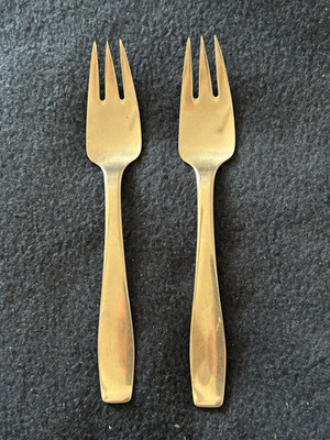 2 Georg Jensen Plata salad desert fork (6 5/8'') stainless steel flatware Denmark