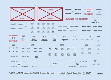 Eduard D48109 1/48 Decal Mosquito FB Mk.II Stencils for Tamiya