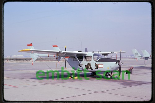 Original Slide, USAF California ANG Cessna O-2A Skymaster at Ontario CA, 1975