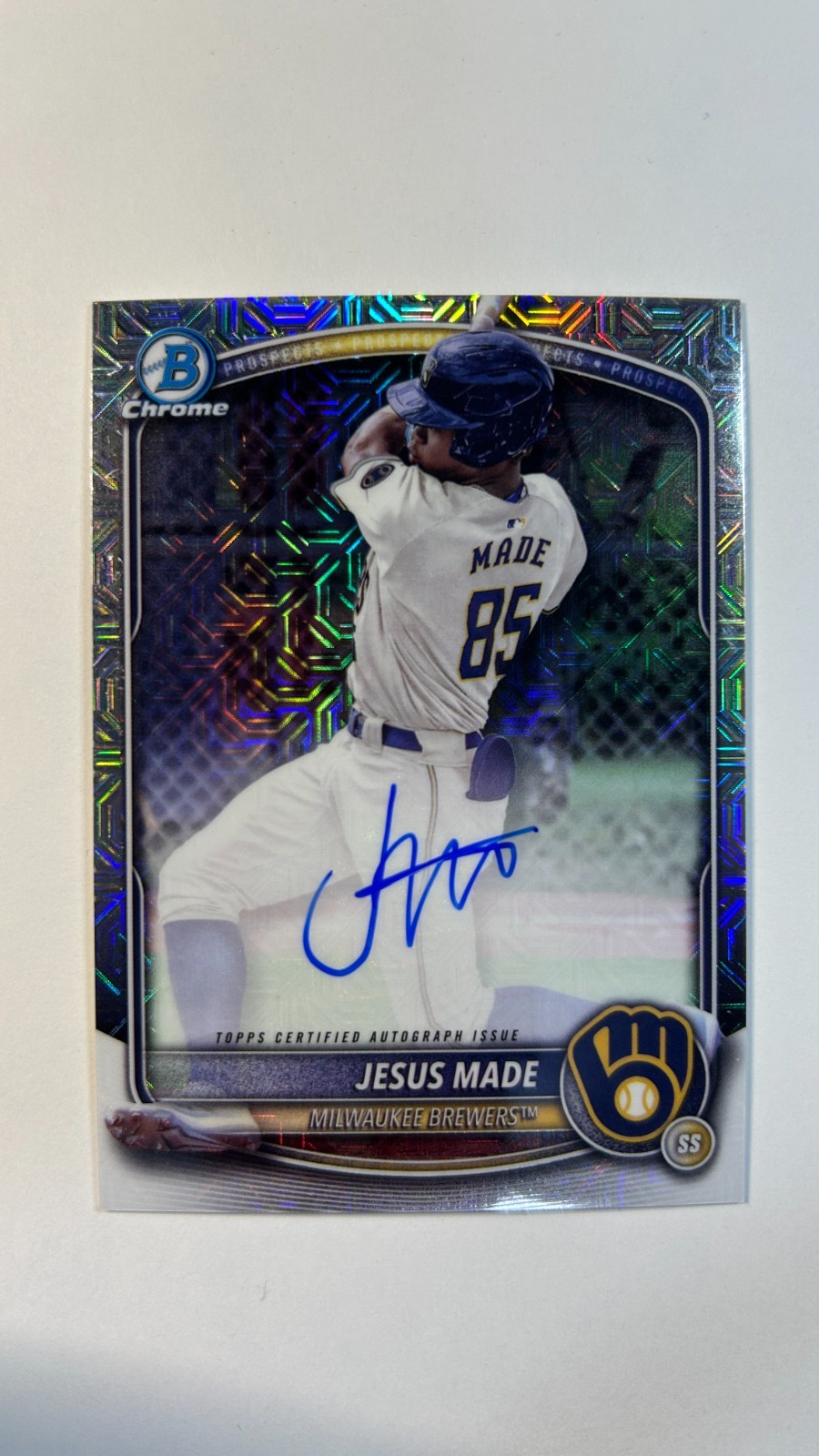 Jesus Made 2025 Bowman Mega Box Prospect Autograph #BMA-JM Mojo Refractor